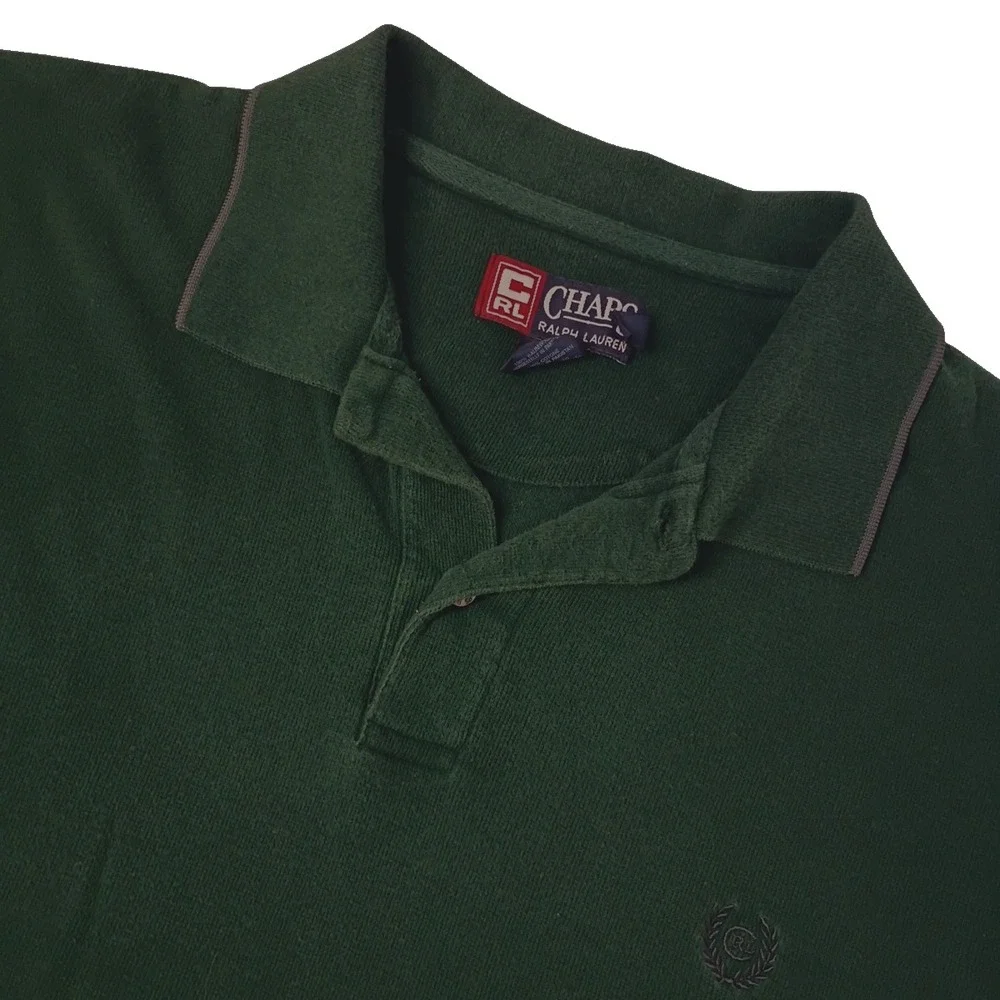 Vintage Chaps Ralph Lauren Polo Shirt Mens XL Green Short Sleeve Cotton Logo